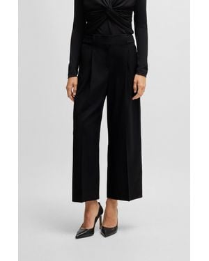 BOSS Regular-fit High-waisted Pants In Wool - Black