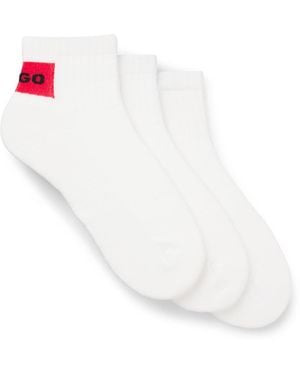 HUGO Lot De Trois Paires De Chaussettes Basses Avec Étiquettes Logotées Rouges - Blanc