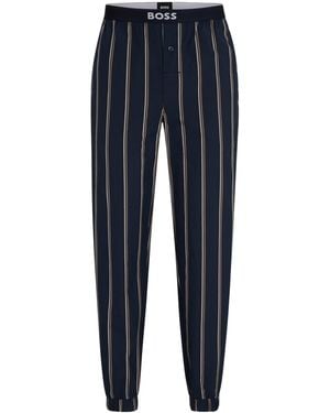 BOSS Bas De Pyjama En Popeline De Coton À Motif - Bleu