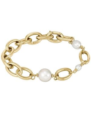 BOSS Tone Chain Bracelet With Freshwater Pearls - Metallic