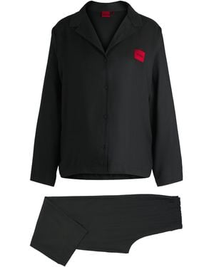 HUGO Relaxed-Fit Pyjama Met Logoknopen - Zwart