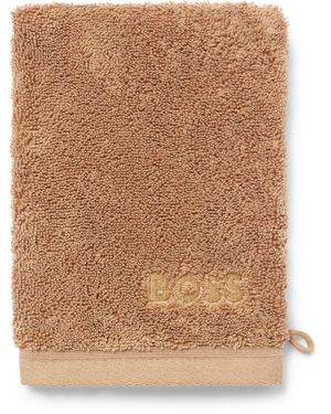 BOSS Manopla De Baño De Algodón Con Logo Bordado - Marrón