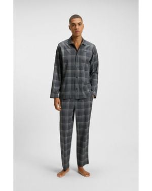 BOSS Gift-Boxed Checked Pyjamas With Embroidered Logos - Grey