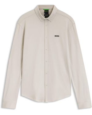BOSS Knitterfreies Hemd Aus Baumwoll-Jersey Mit Natürlichem Stretch - Weiß