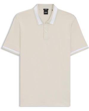 BOSS Slim-Fit Polo Van Gemerceriseerde Katoen Met Gestructureerde Details - Wit