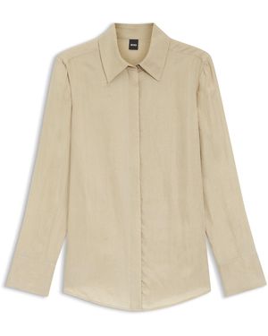 BOSS Light Beige Women's Business Blouses Size 4 - Natural