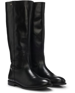 BOSS Botas De Piel Con Apliques Con Monograma Double B - Negro