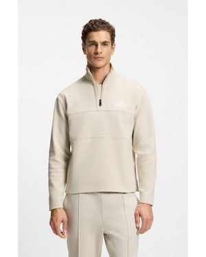 BOSS Cotton-Blend Sweatshirt With Tennis-Themed Logo - Natural