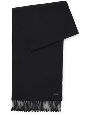 BOSS Schal Aus Wolle Mit Logo-Label Und Gedrehten Fransen - Schwarz