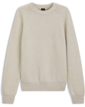 BOSS Relaxed-Fit Pullover Mit Gerippter Zickzack-Struktur - Weiß