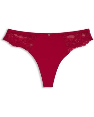 BOSS Slip En Dentelle Avec Tulle Plissé Et Bijou Coloris Or - Rouge