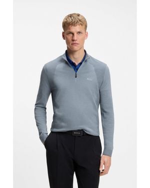 BOSS Zip-Neck Jumper - Blue
