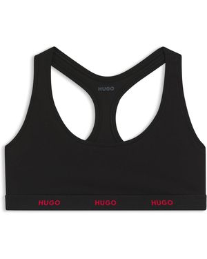 HUGO Bralette Aus Stretch-Baumwolle Mit Sich Wiederholenden Logos - Schwarz