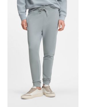 BOSS Cotton-Terry Tracksuit Bottoms With Logo Patch - Grey