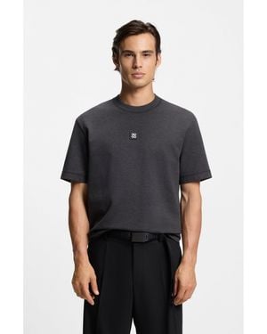 HUGO Cotton-Blend T-Shirt With Stacked Logo - Black