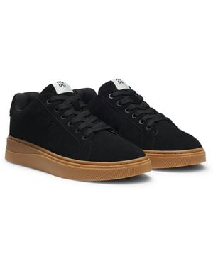 HUGO Suede Trainers With Padded Tongue - Black