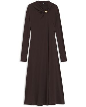 BOSS Maxi-Jurk Met Gedrapeerde Halslijn En Hardwaredetail - Bruin