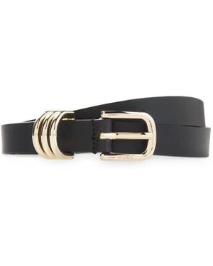 HUGO Italian Leather Belt With-Tone Hardware - Black