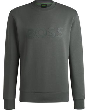 BOSS Sweatshirt Aus Stretch-Baumwolle Mit Logo Im Sandwich-Stil - Grau