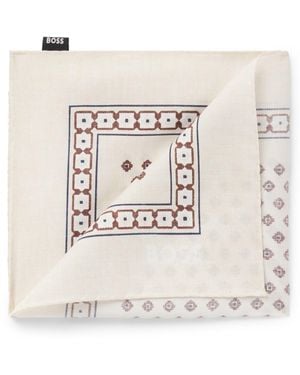 BOSS Pocket Square With Digital Print - White