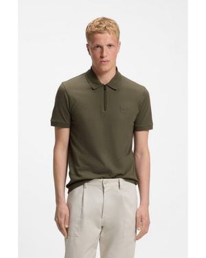 BOSS Stretch-Cotton Slim-Fit Polo Shirt With Logo Patch - Green