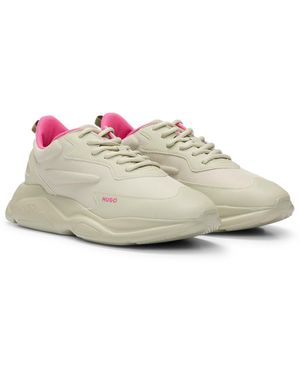 HUGO Sneakers Aus Verschiedenen Materialien Mit Kontrast-Logos - Weiß