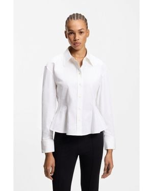 HUGO Relaxed-Fit Blouse With Peplum Hem - White