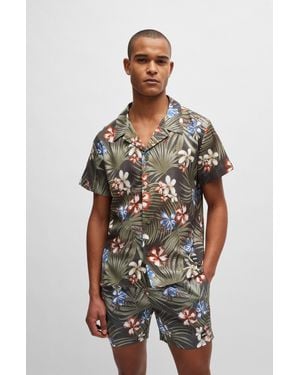 BOSS Regular-fit Shirt With Seasonal Print - Green