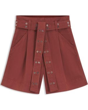 BOSS Short En Coton Stretch Avec Ceinture À Œillet - Rouge