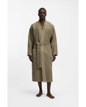 BOSS Waffle-Structure Dressing Gown With Embroidered Logo - Metallic