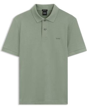 BOSS Pallas Polo De Piqué De Algodón Con Logo Bordado - Verde