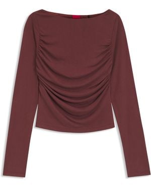 HUGO Slim-Fit Top Aus Cupro Mit Modernem U-Boot-Ausschnitt - Rot