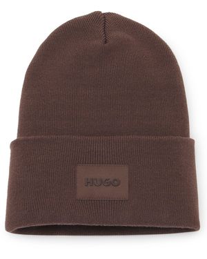 HUGO Mütze Aus Baumwolle Mit Logo-Label - Braun