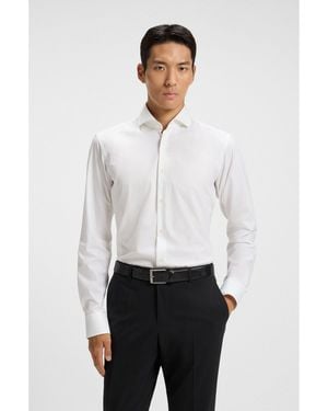 BOSS Regular-Fit Stretch-Twill Formal Business Shirt - White