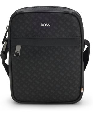 BOSS Reporter-Tasche Mit Monogrammen Und Folien-Logo-Prägung - Schwarz
