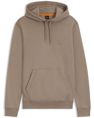 BOSS Sweat À Capuche Regular En Molleton De Coton Avec Patch Logoté - Neutre