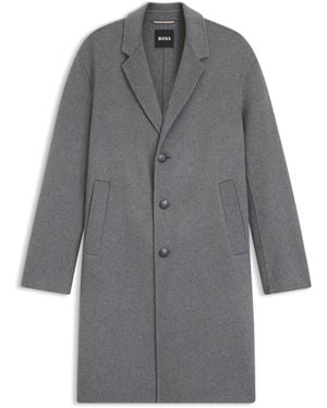 BOSS Relaxed-Fit Mantel Van Een Gemêleerde Wolmix - Grijs