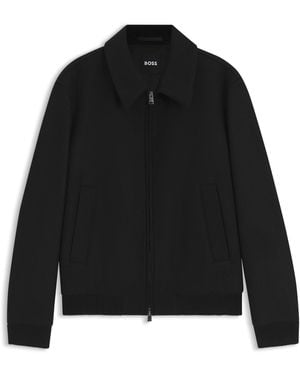 BOSS Veste Relaxed En Laine Mélangée À Motif - Noir