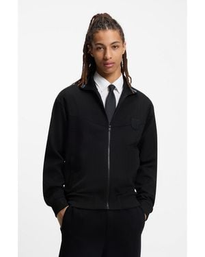 HUGO Cotton-Blend Sweatshirt With Drop-Needle Stripe - Black