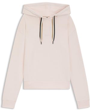 BOSS Sudadera Con Capucha Con Logo Y Cordones Con Rayas De La Marca - Blanco