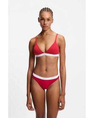 HUGO Stretch-Cotton Thong With Logo Waistband - Red