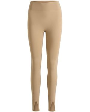 BOSS Actieve Legging Van Interlocked Stretchmateriaal Met Splitten Onderaan De Pijpen - Naturel