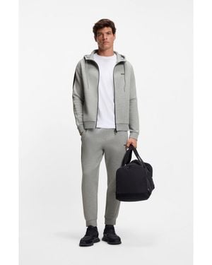 BOSS Stretch-Cotton Tracksuit Set With Contrast Inserts - Grey