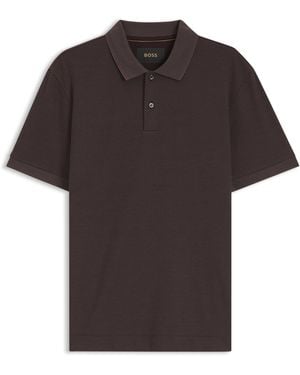 BOSS Polo En Maille De Coton À Deux Tons - Noir
