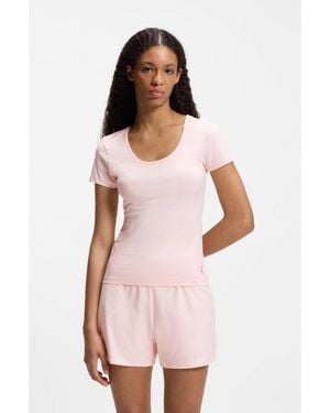 HUGO Cotton Underwear Top With Printed Logo - Pink