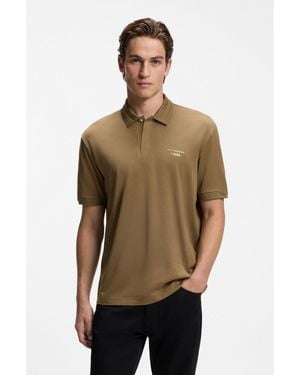 BOSS Porsche X Polo Shirt With Gloss Branding - Natural