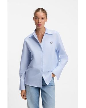 HUGO Patterned Women's Business Blouses Size 4 - Blue