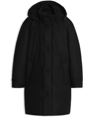BOSS Parka De Lana Jaspeada Con Relleno De Plumón Y Capucha Desmontable - Negro