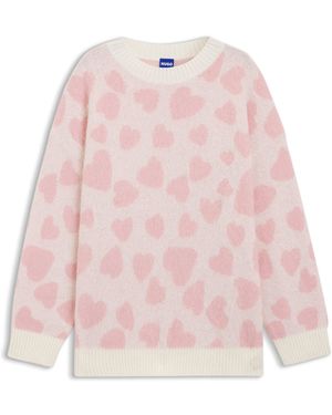 HUGO Oversized Pullover Mit Jacquard-Herz - Pink