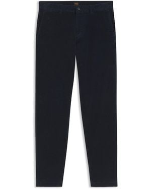 BOSS Tapered-Fit Corduroy Broek Van Stretchkatoen - Blauw